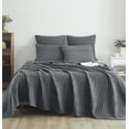thumbnail image 3 of VHC Brands 100% Cotton Waffle Weave Queen Blanket 90"x90", Decorative Lightweight Spring and Summer Throw Blanket, Bedroom Decor for Bed, Couch, or Sofa, Dark Grey, 3 of 4