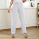 thumbnail image 2 of Pantalones de talle alto para mujer, holgados, informales, elegantes, con botones y cierre de cremallera, con bolsillo, 2 of 7