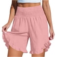 thumbnail image 2 of Levmjia Womens Ruffled Wrap Shorts High Waist Casual Polyester Elastic Waist Pocket Shorts for Everyday Wear Yoga Beach and Vacation All Season Comfort Stretchy Fit, 2 of 7