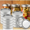 thumbnail image 1 of 24 Count Canning Lids+ 24 Count Rings, Regular Mouth Mason Canning Lids, Stainless Steel Lids for Mason Jar Regular Mouth,Split Type Lids Leak Proof Secure, 1 of 5