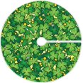 thumbnail image 1 of FMSHPON CloverGolden Beads Xmas Christmas Tree Skirt Stand Mat for Holiday Party Decoration Indoor Outdoor 36 inches, 1 of 6