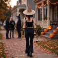 thumbnail image 5 of LNZGNM Halloween Women's Witch Hat, Pointed Crown with Wide Brim, Lightweight and Comfortable for Halloween Parties, Themed Photo Shoots, and Spooky Gatherings,D(One Size), 5 of 6