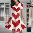 thumbnail image 2 of Dark Red Love Heart Pattern Women's Classic Swing Skater Dress Casual Work Party Cocktail Dresses, 2 of 6