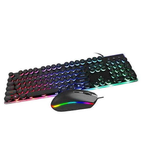 Ergonomic Design Keyboard Mouse Set For Office Workers Rgb Lighting 1Set