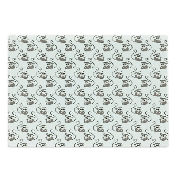 Lemur Cutting Board, Funny Baby Animal Ring Tailed Endemic Monkey Continuous Cartoon Pattern, Decorative Tempered Glass Cutting and Serving Board, in 3 Sizes, by Ambesonne