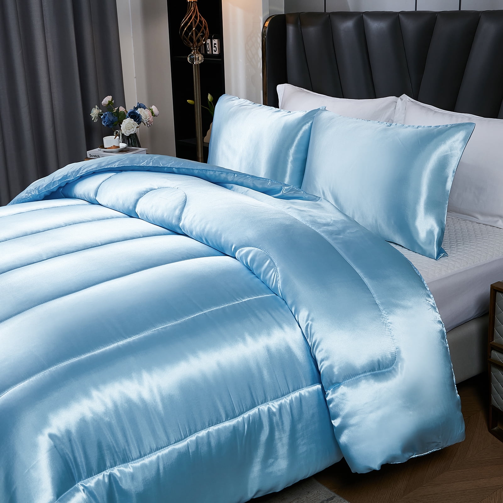 Satin Comforter Set King Silk Like Pink Bedding Set Luxury Hotel Silky Bed Home Deocr Sexy Silky Down Comforter Light Pink Bed Set
