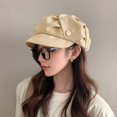 thumbnail image 4 of Eoperou Stylish Cloud Top Octagonal Beret Hat Solid Color Short Brim Comfortable Versatile Women Cap for Autumn/Winter, 4 of 7