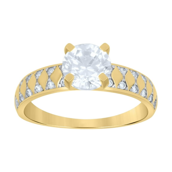 10kt Real Two-tone Gold Womens Cubic-Zirconia Bridal Engagement Ring