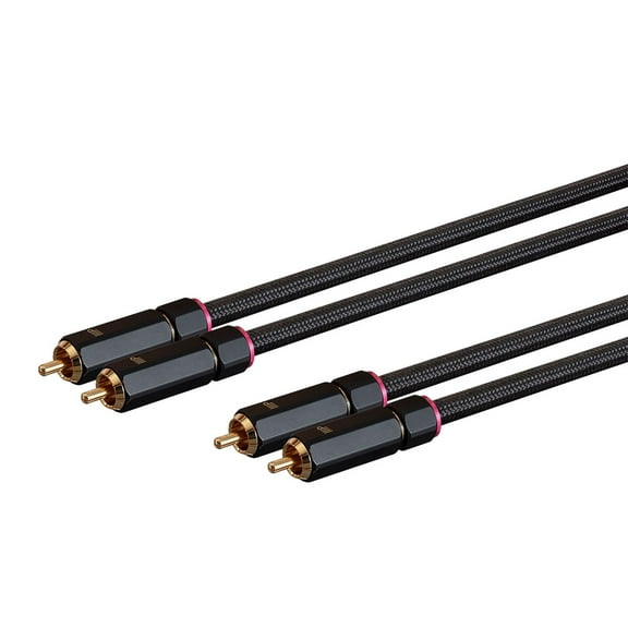 Monoprice Male RCA Two Channel Stereo Audio Cable - 6 Feet - Black, Gold Plated Connectors, Double Shielded With Copper Braiding - Onix Series
