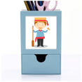 thumbnail image 1 of Blue White Stripe Italia Cartoon Tarjeta de clip de pluma del gestor de suministros de oficina, 1 of 3