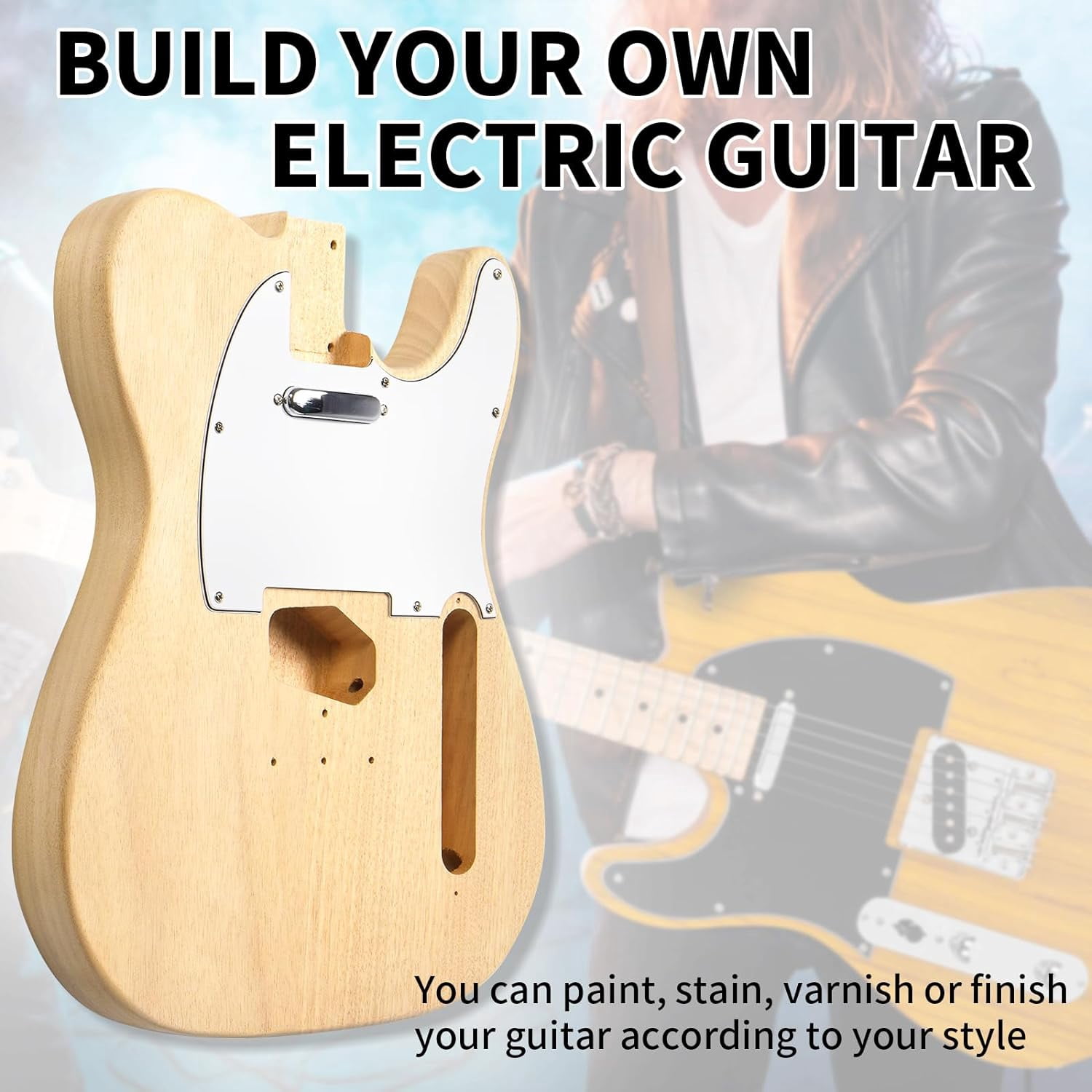ZHOUB DIY Electric Guitar Kit, 6-String, Mahogany Body, Full Equipment for Build Your Own Guitar