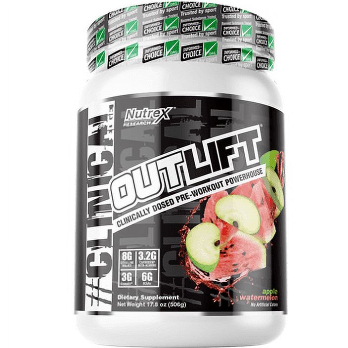 Nutrex Research Outlift Pre-Workout Powder, Apple Watermelon, 20 Servings