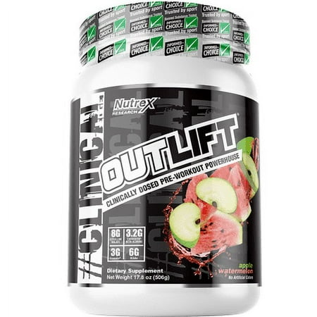 Nutrex Research Outlift Pre-Workout Powder, Apple Watermelon, 20 Servings