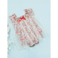 thumbnail image 3 of Chollius Newborn Baby Girls Romper Summer Ruffle Sleeveless Backless Tulle Dress Bow Front Floral Print Bodysuit Skirt, 3 of 9