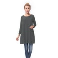 thumbnail image 2 of FANNYC Women's Plus Size Swing Tunic Tops Loose Basic Long Sleeve T Shirt Solid Color Casual Wear Loungewear Blouse Top Round Neck Pullover Flowy Clothing For Leggings, 2 of 7