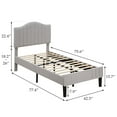 thumbnail image 3 of VECELO Set of 2 Twin Bed Frames, Modern Upholstered Platform Bed Frame with Flannel Fabric Adjustable Headboard, No Box Spring Needed, Gray, 3 of 6