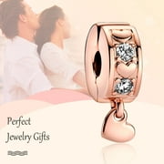 925 Sterling Silver Infinite Hearts Sparkling Dangling Clip Charm for Women Moment Charm Bracelet