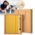 thumbnail image 2 of 1 Pc A5 Lined Faux Leather Journal Notebook Hardcover Journal Set with Pen and Gift Box Thick Ruled Paper Daily Notebook Strap Loop Journal Notebooks for Travel Work Writing, 5.71"x8.35", Gold, 2 of 9