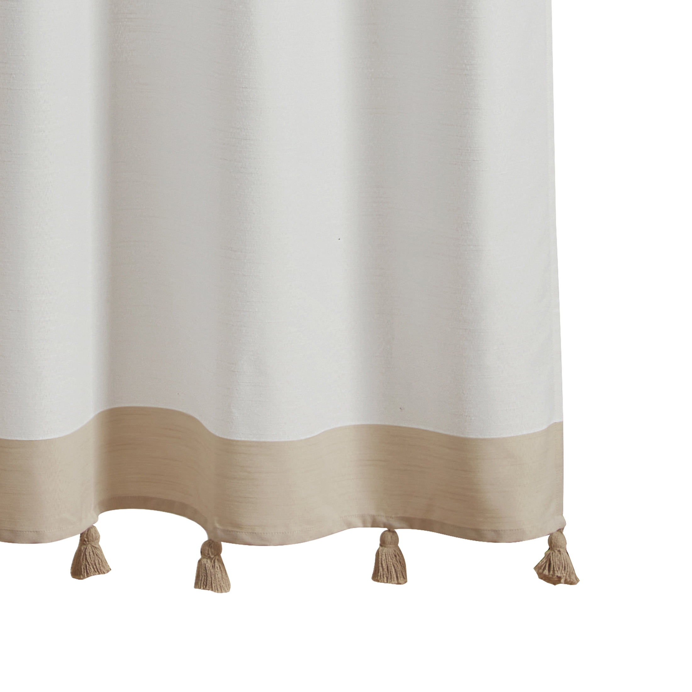 My Texas House Taupe Tassel Fabric Shower Curtain, 72 in x 72 in
