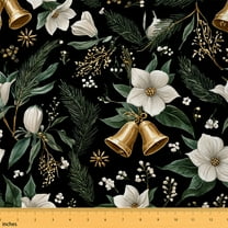 Castle Fairy Flowers Bells Fabric by the Yard 2 Yards,Happy New Year Room Decor Fabric by the Yard,Botanical Plants Sewing Fabric,Lightweight Room Decor