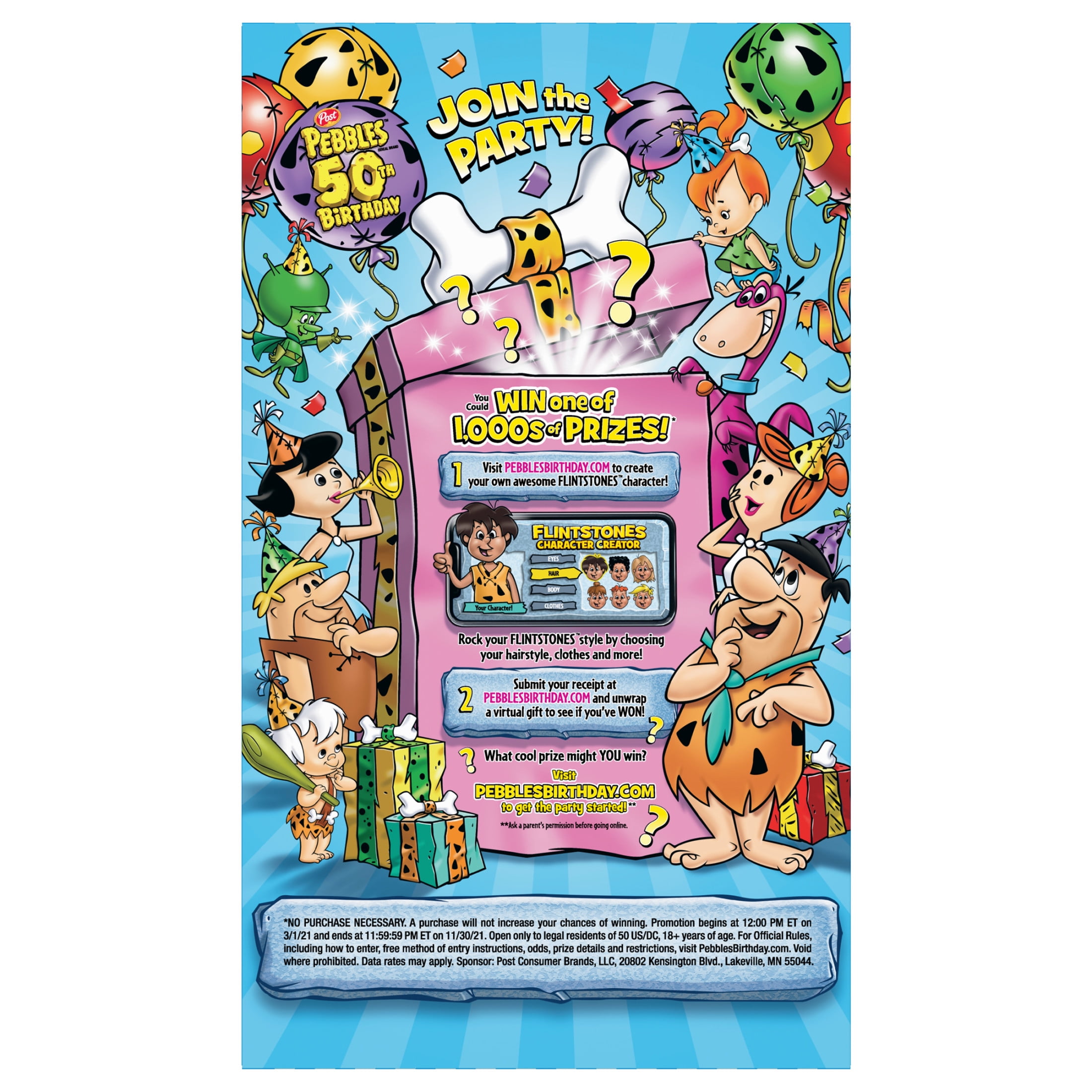Post Fruity PEBBLES with Marshmallows Kids Breakfast Cereal, Gluten Free, Breakfast Snacks, 20 Oz