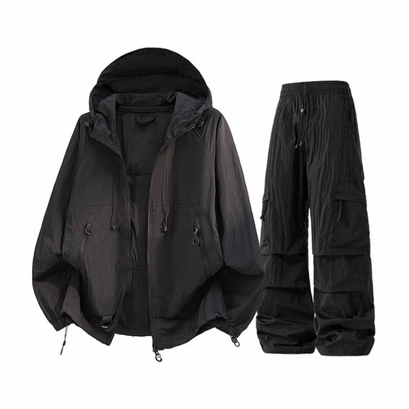 Enjoytime Two Piece Sets for Women Long Sleeve Hooded Zip Up Jacket Cargo Pants Outfits Fall Winter Plus Size Fashion Travel Casual Tracksuit