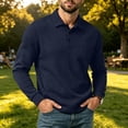 thumbnail image 4 of CQONEPT Dress Button Down Shirt for Men Business Casual Corduroy Shirts Lapel Top Fitted Workout Sweatshirts Golf Tees Dark Blue 3XL, 4 of 7