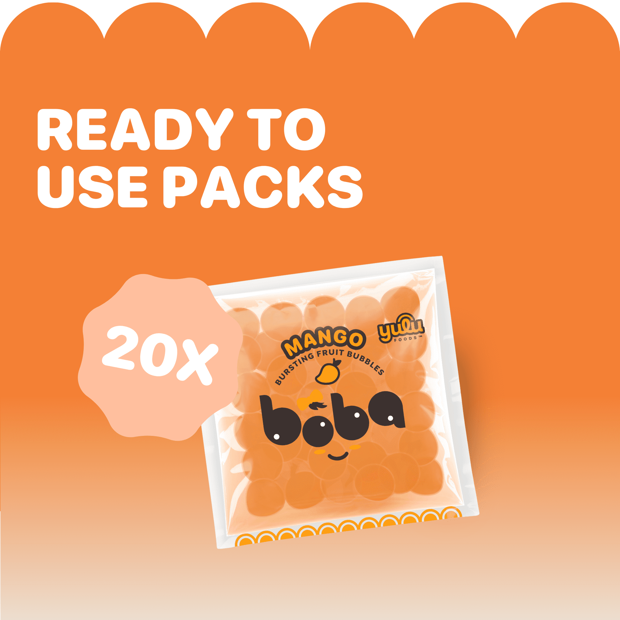 Yulu Popping Boba Pearls - Mango 20pk - Net Wt 2.2lb (1kg)