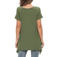 thumbnail image 4 of Xuanfei Women Round Neck Short Sleeve Mid-Length Irregular Hem Blouse, 4 of 5