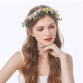 thumbnail image 2 of Corona floral de boda Corona de dama de honor, Diademas de mujer, Corona de flores, Tocado floral de rosa y conjunto de pulsera, Diadema ajustable para fiesta Festival Playa Travle Boda, 2 of 5