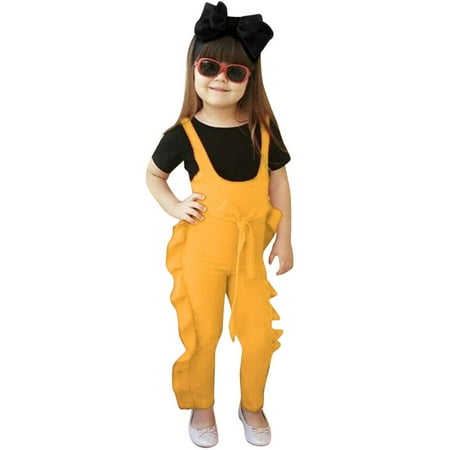 

ZMHEGW Toddler Frill Girls Baby Jumpsuit Kids Print Clothes Romper Sleeveless Solid Girls Romper&Jumpsuit for 6M-4T