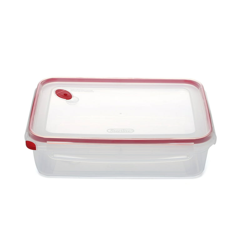 Sterilite Food Storage Container Ultra-Seal Clear Rectangular 16 Cup,  Rocket Red Trim