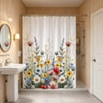 thumbnail image 4 of Sahpxhe Shower Curtain Watercolor Wildflower Shower Curtain Liner,Waterproof Bathroom Decoration and Separation with 12 Hooks for Shower,47.2X70.9in,Multicolor-A, 4 of 6