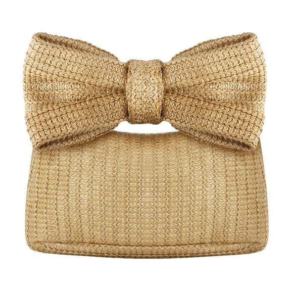Bow Clutch Purses for Women Summer Woven Rattan Handbags Wicker Beach Tote Bag 2025
