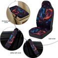 thumbnail image 6 of Xoenoiee Wolf Fire Flower Pattern Faux Leather Interior Accessories Set of 5, Waterproof Car Seat Cover Car Seatbelt Cover Armrest Cover Pad Universal Fit Truck SUV, 6 of 7