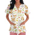 thumbnail image 6 of Kixjoy Scrubs Tops for Women Oversized Short Sleeve V Neck Nurse Scrubs Animal Printed Stretch Casual Shirt Medical Lightweight Blouses for Women with Pockets, Yellow 5XL, 6 of 6