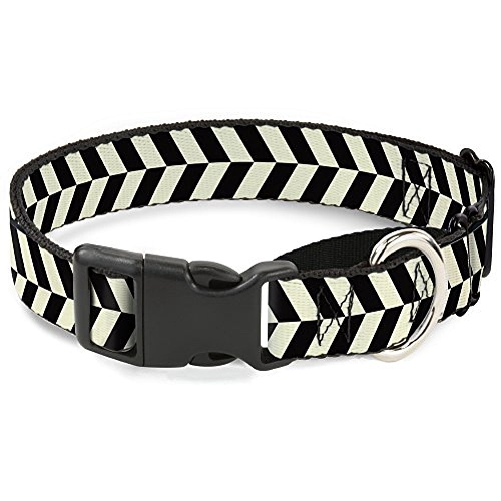 Buckle-Down Rhombus Split White Black Martingale Dog Collar