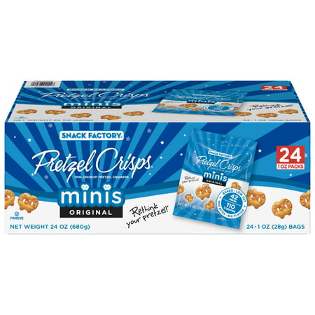 Snack Factory Pretzel Crisps Original Minis, Single-Serve 1 Oz, 24 (Best Snacks For Ibs)