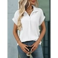 thumbnail image 6 of Blouse Women'S Short Sleeve Summer Tops Elegant Business Tunic Shirt Casual Blouses with Lapel Collar White XL, 6 of 9