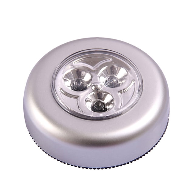 Amdohai Portable Mini Round LED Bright Lights Touching Lamp Night Light Built-in 3Pcs Lights for Car Trunk/Cabinet/Cloakroom/Cupboard/Wardrobe/Kitchen