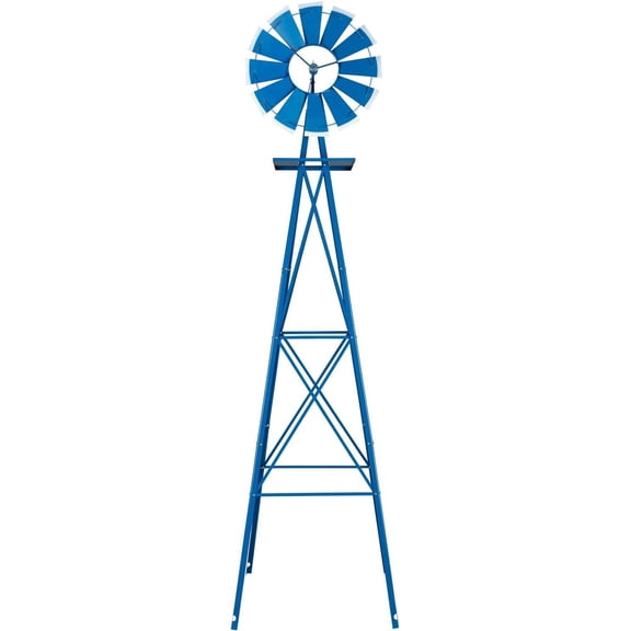 VINGLI Upgrade 8FT Ornamental Windmill Backyard Garden Decoration-Blue