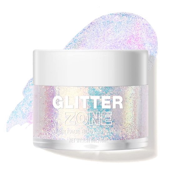 LANGMANNI Gel holográfico con purpurina corporal para el cuerpo, la cara, el cabello y los labios. Gel con purpurina que cambia de color bajo la luz. Vegano y libre de crueldad animal-1.35 oz (2# rosa