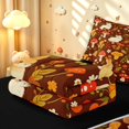 thumbnail image 6 of Homewish Kawaii Rabbit Animals Zipper Twin Comforter Sets with Fitted Sheet and 2 Pillowcases,Rustic Plant Mushrooms Zipper Bedding Set,Brown,Black Reversible,4pcs, 6 of 8