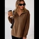 thumbnail image 4 of Sudadera Ligera y Suave de Larga con Solapa y Media Cremallera para Mujer, Estilo Informal, Holgada y con Cuello de . Café S, 4 of 8