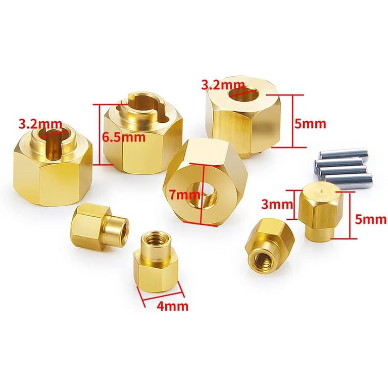 RCLIONS +4mm RC Wheel Hub Extensions For AXIAL SCX24 Crawler Trucks | Aluminum Alloy Widening Spacers (Black)