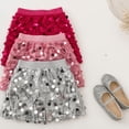 thumbnail image 4 of PEASKJP Girls Denim Skirt Girls Sequin Skirt Girls Fashion Party Ruffle Skirt (Pink,6-7 Years), 4 of 7
