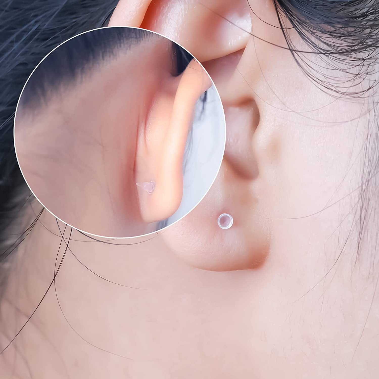 100 Pairs Plastic Transparent Earrings Invisible Earring Retainers Earrings Protectors Clear Plastic Post for School Sports Jewelry Making Women Men