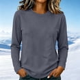 thumbnail image 4 of XuJwPNcy Women Long Sleeve Cotton Tops Soft Crew Neck Basic Tees Fall Fashion Regular Fit T Shirts(Dark Gray,XX-Large), 4 of 7