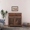 thumbnail image 5 of Ouyessir Dog Crate Furniture with Sliding Barn Door,Upgraded Large Wooden Dog Kennel End Table with Wheels and Flip-top Plate Dog House(Rustic Brown), 5 of 6