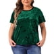 thumbnail image 1 of Agnes Orinda Camisetas de Talla Grande para Mujeres, Camiseta de Cuello Redondo de Manga Corta, Camiseta de Terciopelo 4X Verde Oscuro, 1 of 6
